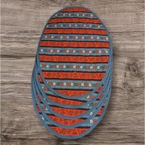 4 Quilted Placemats Oval Floral Set Prairie Boho Grandma Core Cottage Granny Vtg